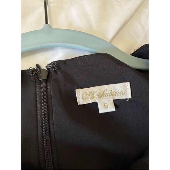 NWT Shoshanna Black Sheath Dress With Beaded-Chain Ruffle Size 6 - Picture 6 of 11